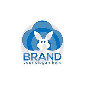Cloud rabbit logo vector. Flat design. Vector Illustration on white background