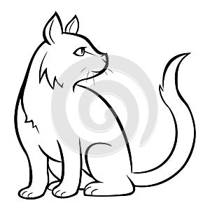 Cat Feline Outline Sitting Profile Watching Paws Tail Whiskers