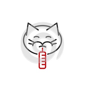 Cat fever and lethargy icon. Hyperthermia in cats.