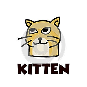 Cat flat retro mascot logo design