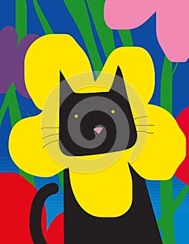 Cat with flower collar