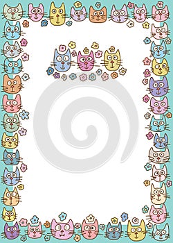 Cat flower outline frame