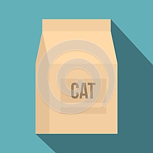 Cat food bag icon, flat style