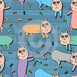 Cat Food Colorful Seamless Pattern_eps photo