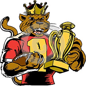 Cat Football Trophy Vector Illustration