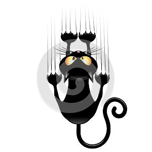 Cat Funny Cartoon Scratching Wall Falling Down Humorous Vector Illustration