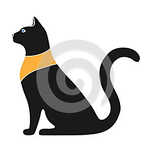 Cat goddess Bastet icon in colour style isolated on white background. Ancient Egypt symbol stock vector illustration.