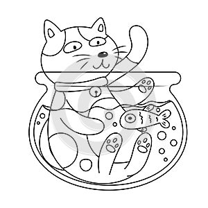 Cat in Goldfish Bowl Colorless