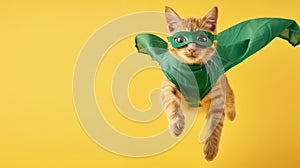 Cat in Green Mask and Cape
