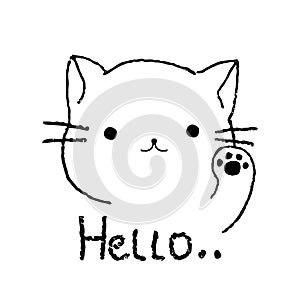 cat greets. cat cartoon sketch for web and kids t-shirt design.