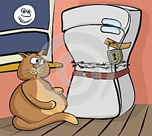 Cat guzzler and locked refrigerator