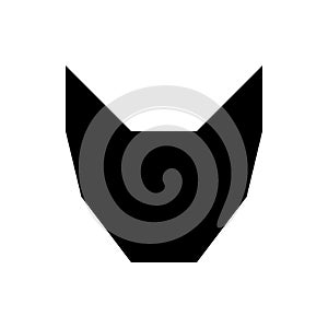 Cat head faceless vector logo and icon. No face. Black abstract silhouette.