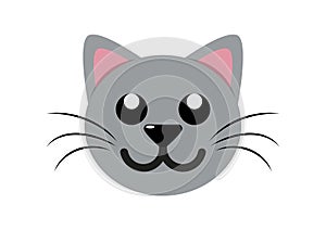 Cat Head Icon. Kitten Head Clipart Isolated On White Background