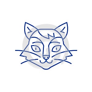 Cat head line icon concept. Cat head flat  vector symbol, sign, outline illustration.