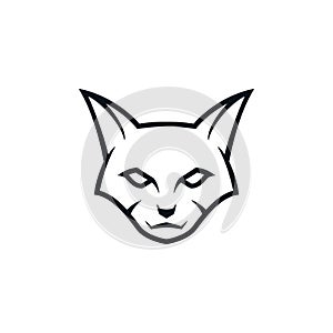 Cat head logo design outline isolated