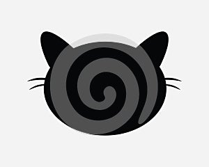 Cat Head Shape Icon. Black Silhouette Pet Animal Kitty Feline Kitten Face Character Blank Black Sign Symbol Artwork Clipart Vector