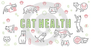 Cat health landscape banner, print, poster. Cat friendly clinic