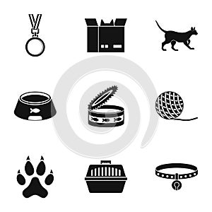 Cat house icons set, simple style