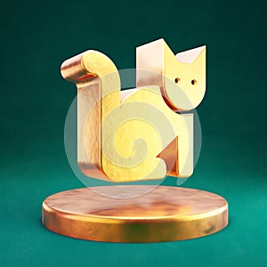 Cat icon. Fortuna Gold Cat symbol on golden podium