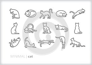 Cat icon set of felines in different positions