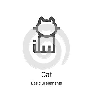 cat icon vector from basic ui elements collection. Thin line cat outline icon vector illustration. Linear symbol for use on web