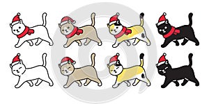 Cat icon vector Christmas Santa Claus hat kitten calico logo walking character cartoon ginger symbol illustration doodle design