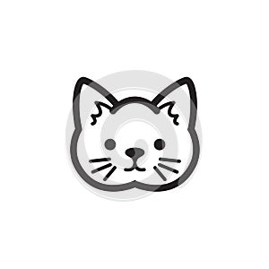 Cat icon. Vector isolated funny kitten head pictogram on white background