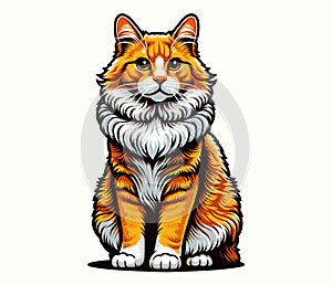 Cat Illustration with Decorative Patterns, Art for Pet Lovers.