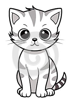 cat illustration portrayed in a pencil drawing, elegantly isolated on a white background.