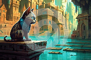 Cat with an insatiable curiosity explores the lost city of Atlantis, uncovering its secrets and revealing its wonders to the world