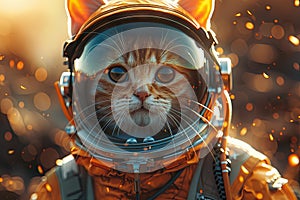 cat intergalactic space pilot character illustration Astronaut helmet Generative AI