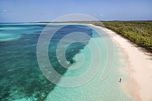 Cat Island Shoreline Woman Aerial View