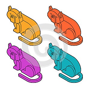 Cat Isometrics set. Home pet 3d. Vector illustration