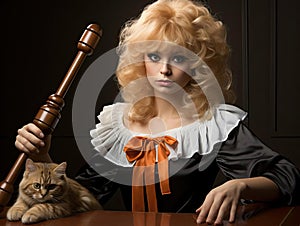 Cat judge with wig and gavel f mm