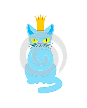 Cat King in crown. Royal pet boss. Vector illustration