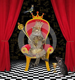 Cat king with scepter on throne 2