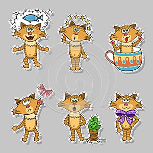 Cat and kitten collection - stickers vector set