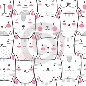 Cat, kitty - cute, funny pattern.