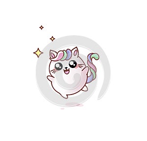 Cat Kitty kitten jumping happiness joy kawaii chibi Japanese style Emoji character sticker emoticon smile emotion mascot