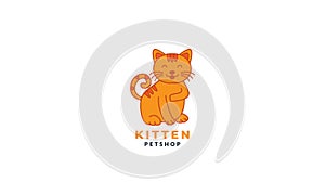 Cat or kitty or kitten or puss  pet smile cute cartoon logo icon vector illustration