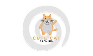 Cat or kitty or kitten or puss or pet smile cute  logo icon illustration vector