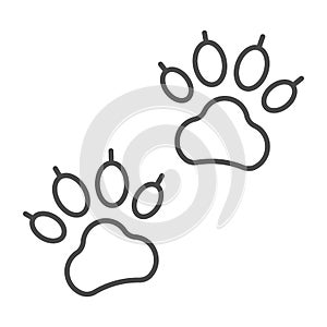 Cat, kitty paw print thin line icon, pets concept, kitten pawprint vector sign on white background, outline style icon