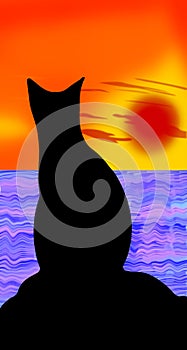 Cat background in cloude combinatin images