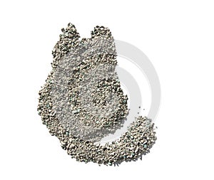 Cat litter isolated. Texture in the form of cats.