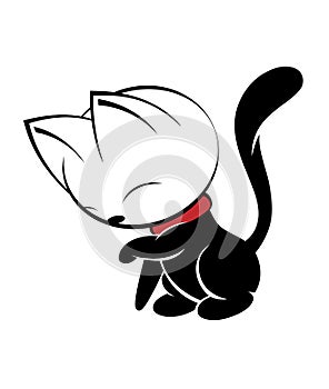 Cat logo illustration on white background.