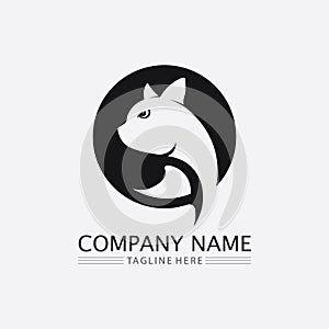 cat logo and vector animal icon footprint kitten calico logo dog symbol cartoon character sign illustration doodle design