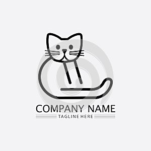 cat logo and vector animal icon footprint kitten calico logo dog symbol cartoon character sign illustration doodle design