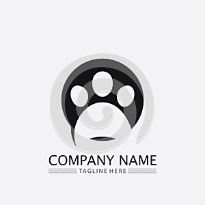 cat logo and vector animal icon footprint kitten calico logo dog symbol cartoon character sign illustration doodle design