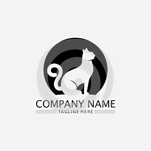 cat logo and vector animal icon footprint kitten calico logo dog symbol cartoon character sign illustration doodle design