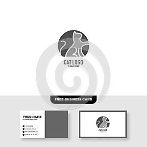 Cat Logo vector icon line art outline - Vector, Free Business Card Mockup